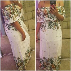 Off Shoulder Floral Maxi Dress